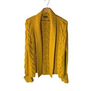 Z7- Moda International Cozy Mustard Cable Knit Cardigan Sweater